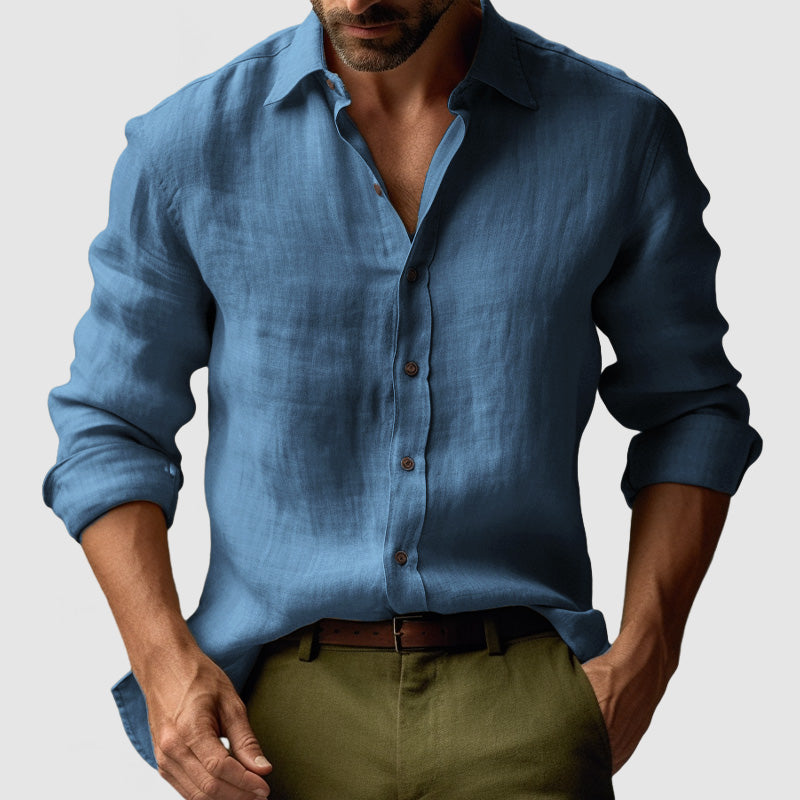 Camicia in Lino Vintage a Maniche Lunghe